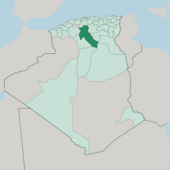 Map showing Wilaya de Djelfa — In Algeria