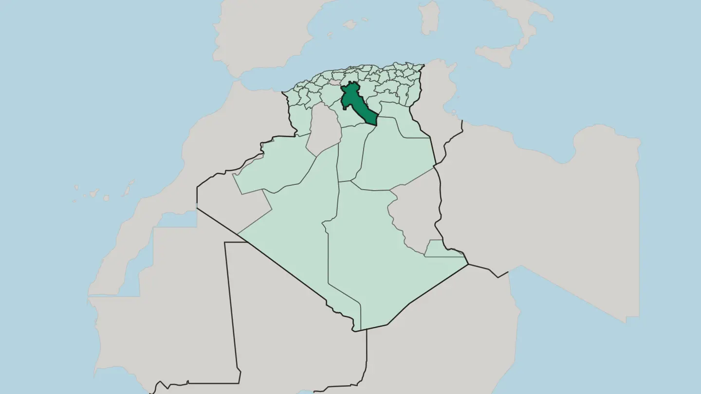 Map of Wilaya de Djelfa in Algeria