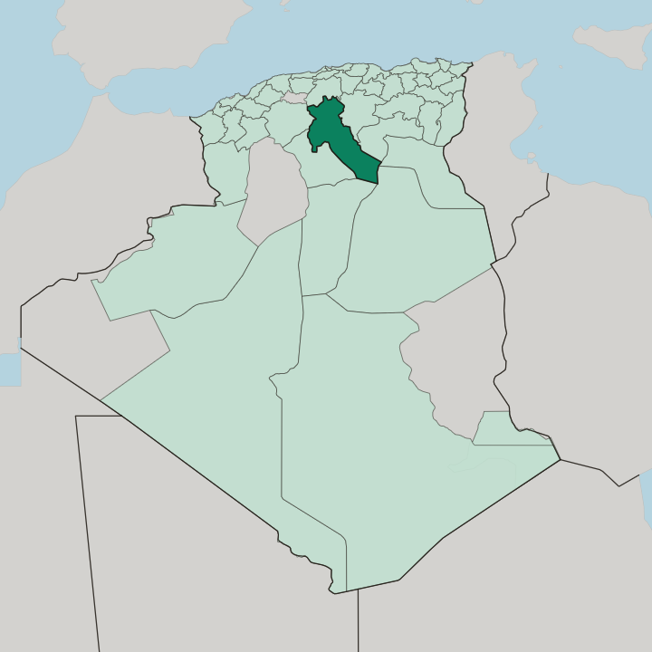 Map showing Wilaya de Djelfa — In Algeria