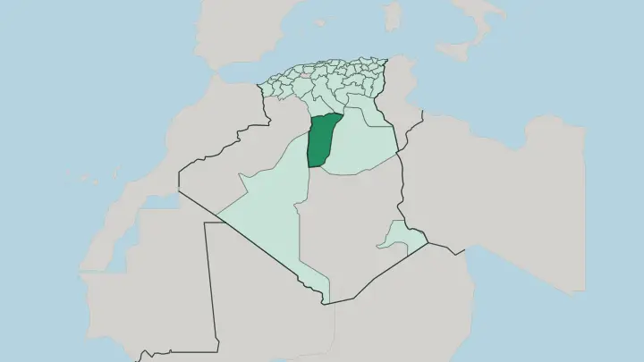 Map of Wilaya de Ghardaïa in Algeria