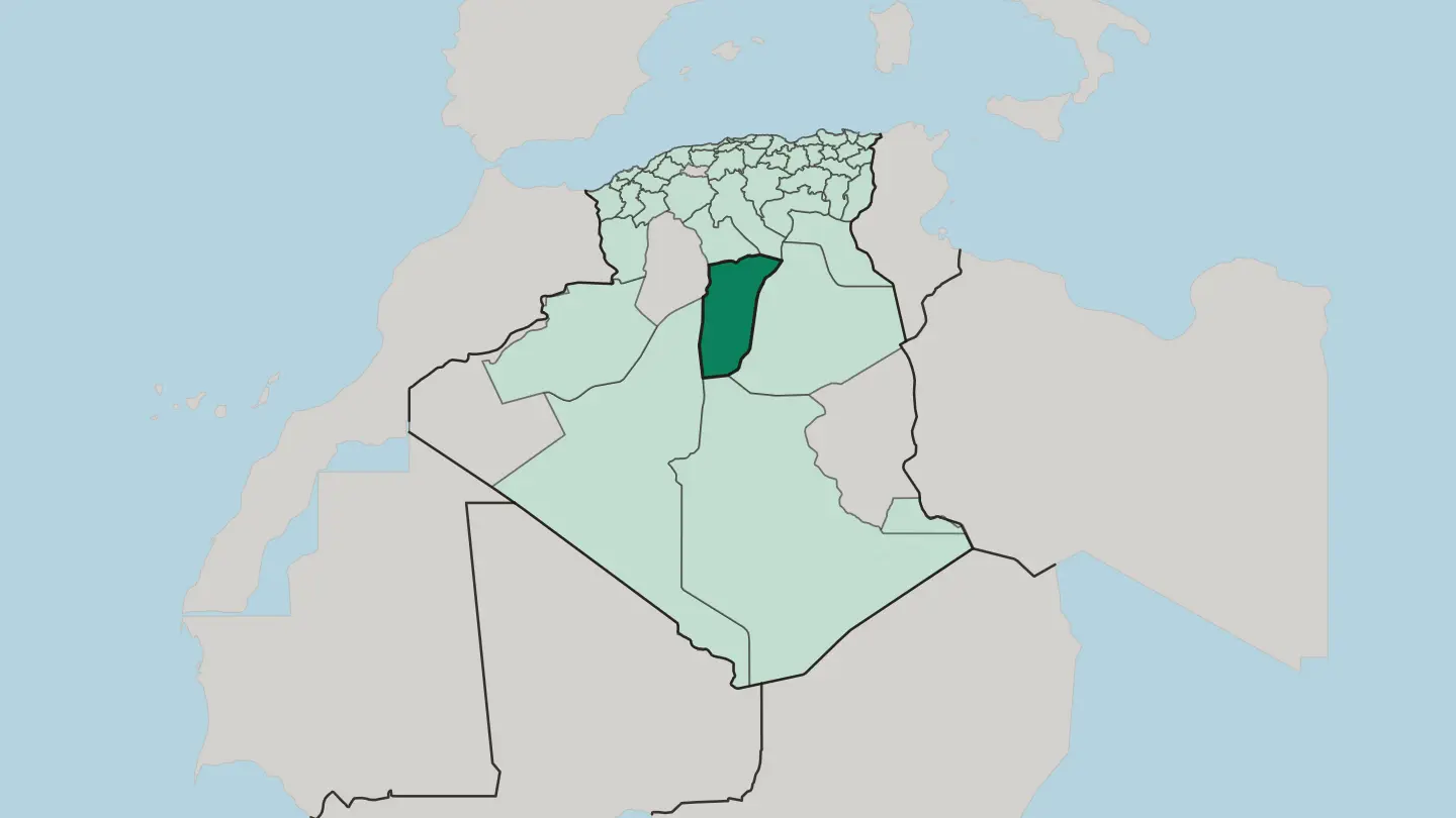 Map of Wilaya de Ghardaïa in Algeria
