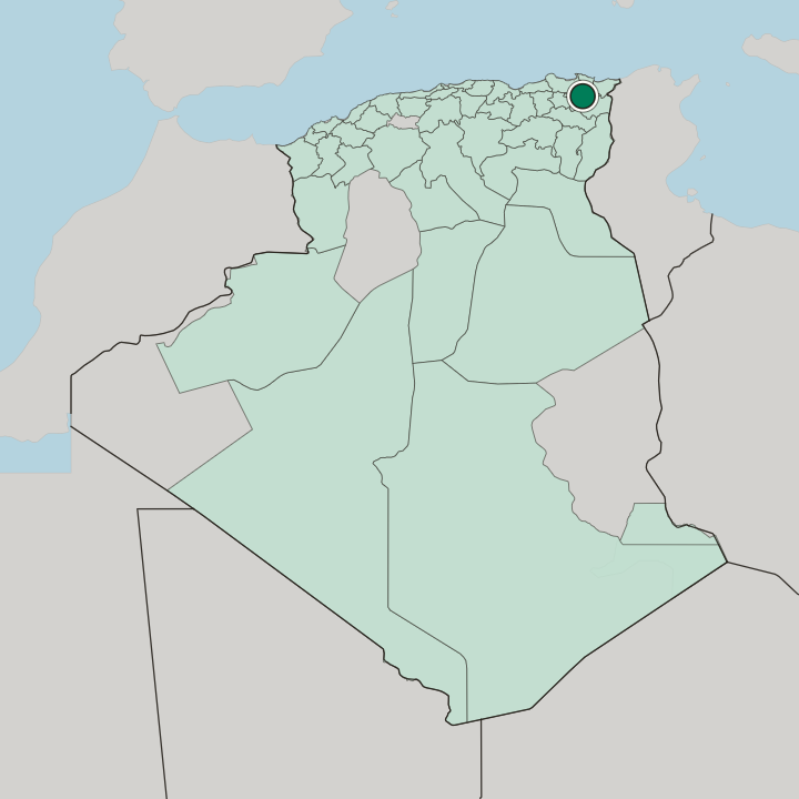 Map showing Guelma — In Algeria