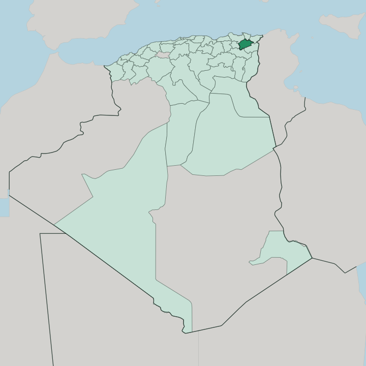 Map showing Wilaya de Guelma — In Algeria
