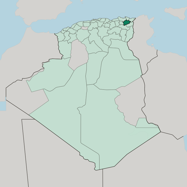 Map showing Wilaya de Guelma — In Algeria