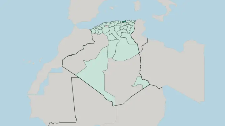 Map of Wilaya de Jijel in Algeria