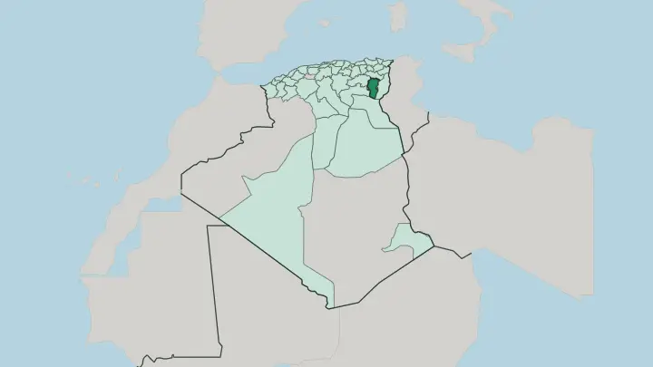 Map of Wilaya de Khenchela in Algeria