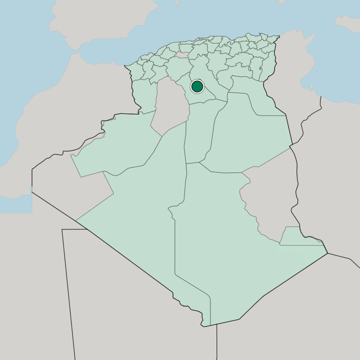 Map showing Laghouat — In Algeria