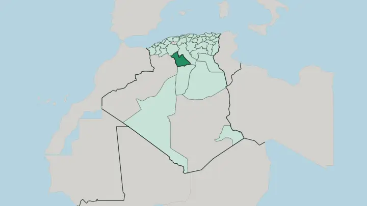 Map of Wilaya de Laghouat in Algeria