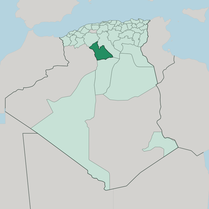 Map showing Wilaya de Laghouat — In Algeria