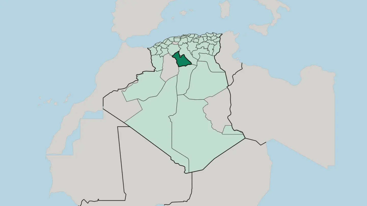 Map of Wilaya de Laghouat in Algeria