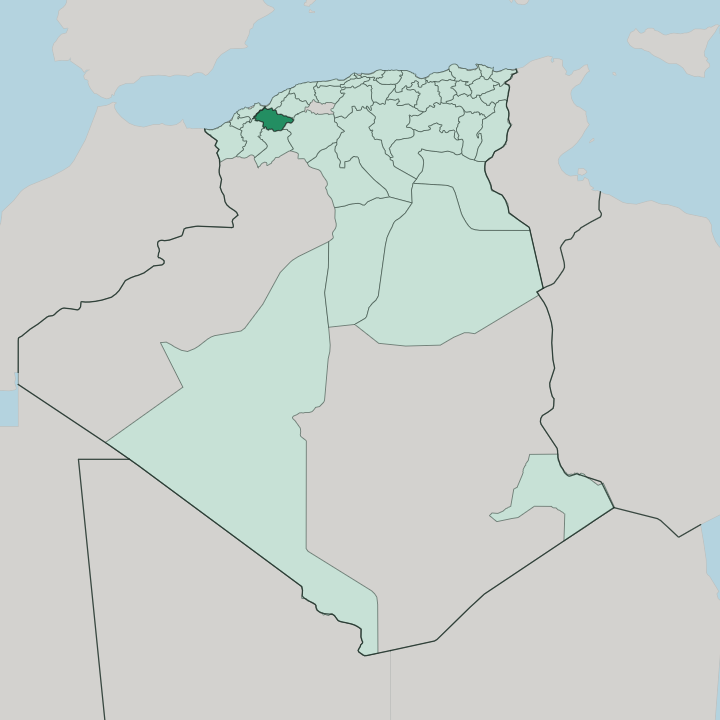 Map showing Wilaya de Mascara — In Algeria