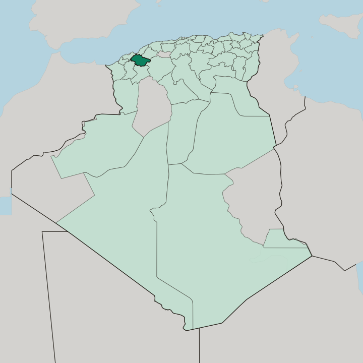 Map showing Wilaya de Mascara — In Algeria