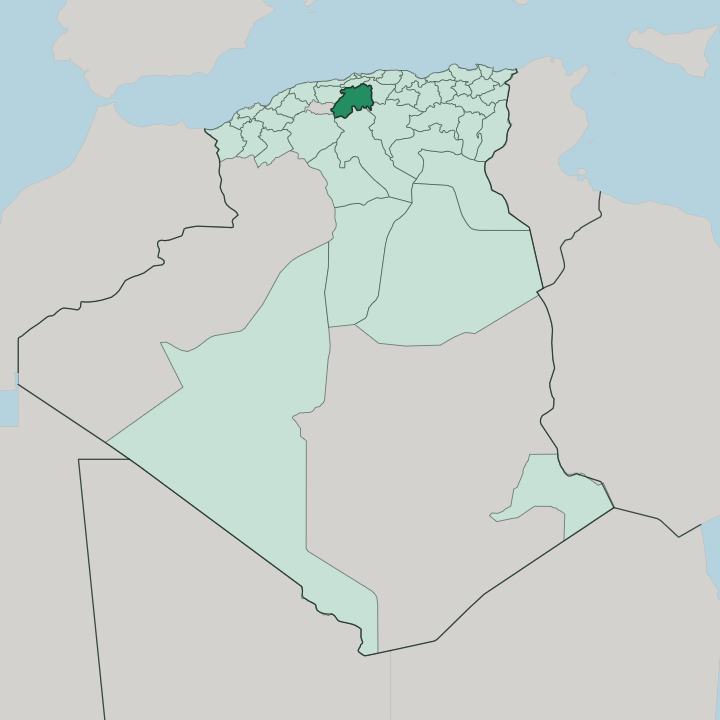Map showing Wilaya de Médéa — In Algeria