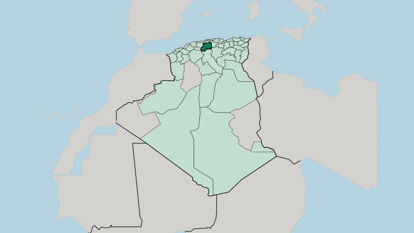 Map of Wilaya de Médéa in Algeria