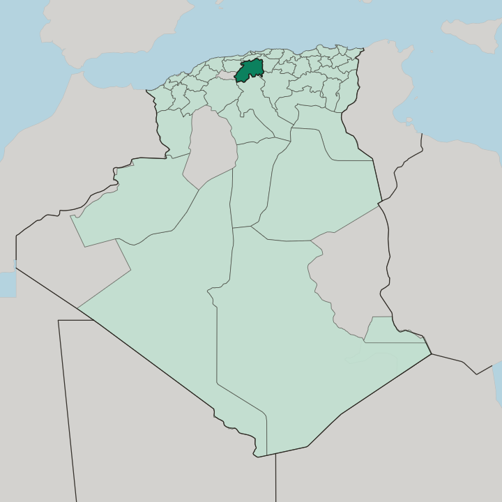 Map showing Wilaya de Médéa — In Algeria