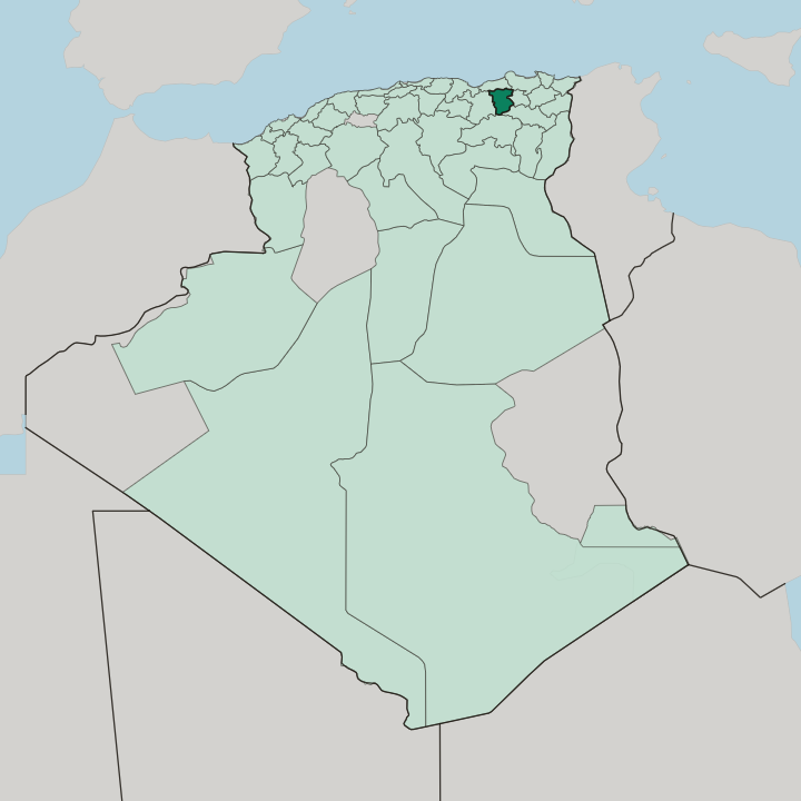 Map showing Wilaya de Mila — In Algeria