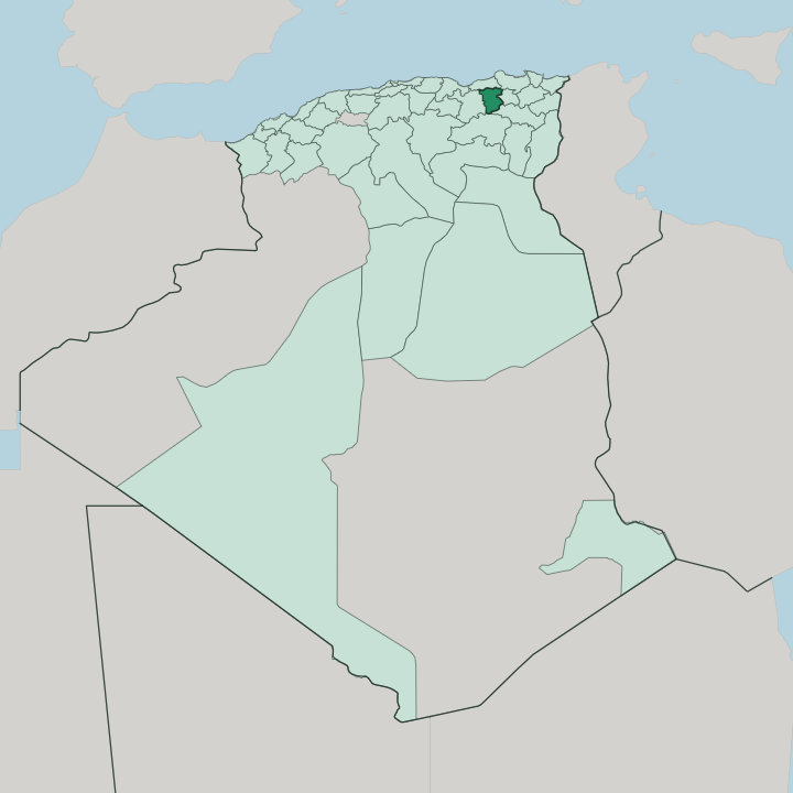 Map showing Wilaya de Mila — In Algeria