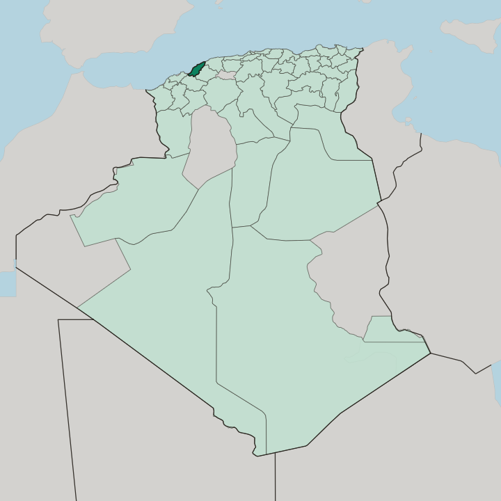 Map showing Wilaya de Mostaganem — In Algeria
