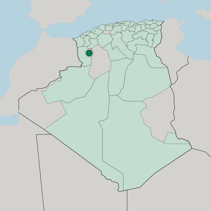 Map showing Mecheria — In Algeria