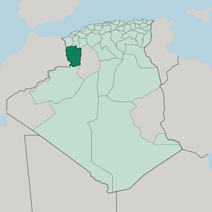 Map showing Wilaya de Naama — In Algeria