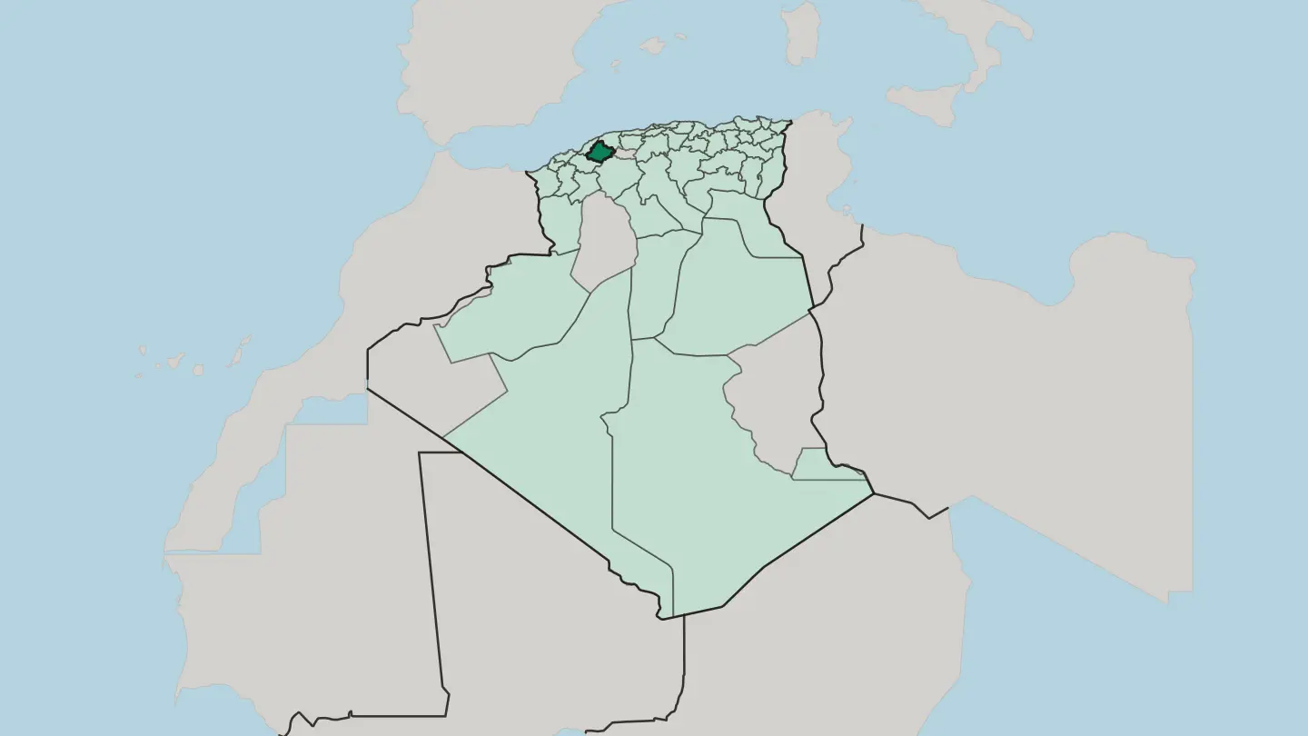 Map of Wilaya de Relizane in Algeria