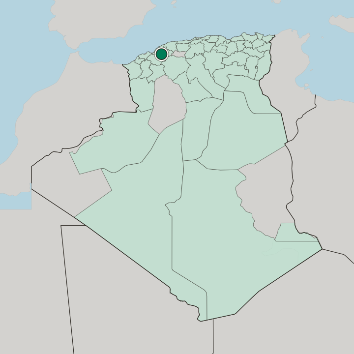 Map showing Relizane — In Algeria