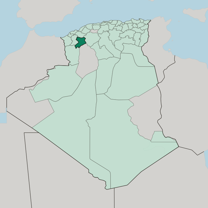 Map showing Wilaya de Saïda — In Algeria