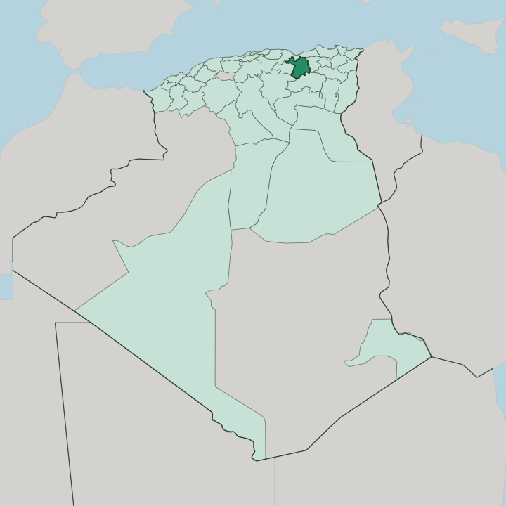 Map showing Wilaya de Sétif — In Algeria