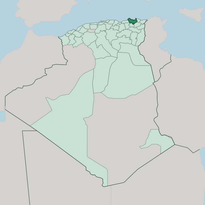 Map showing Wilaya de Skikda — In Algeria