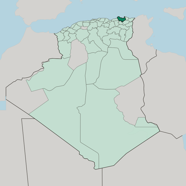 Map showing Wilaya de Skikda — In Algeria