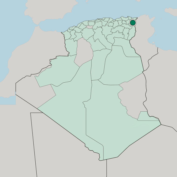 Map showing Souk Ahras — In Algeria