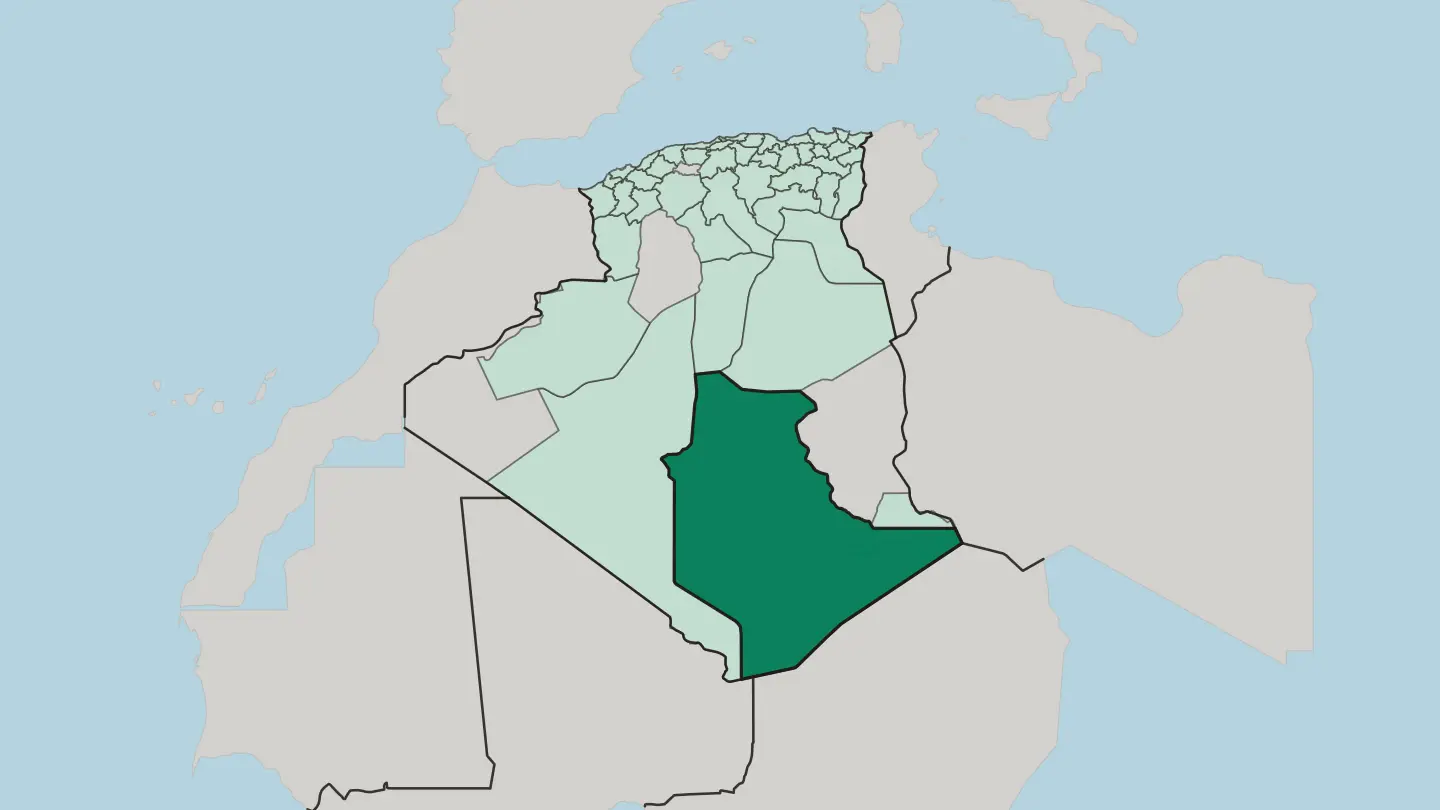 Map of Wilaya de Tamanrasset in Algeria