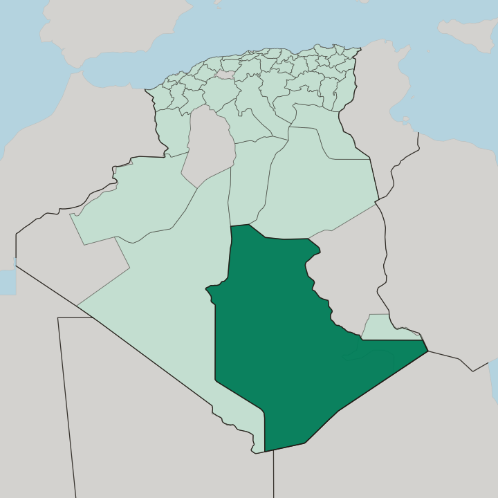 Map showing Wilaya de Tamanrasset — In Algeria