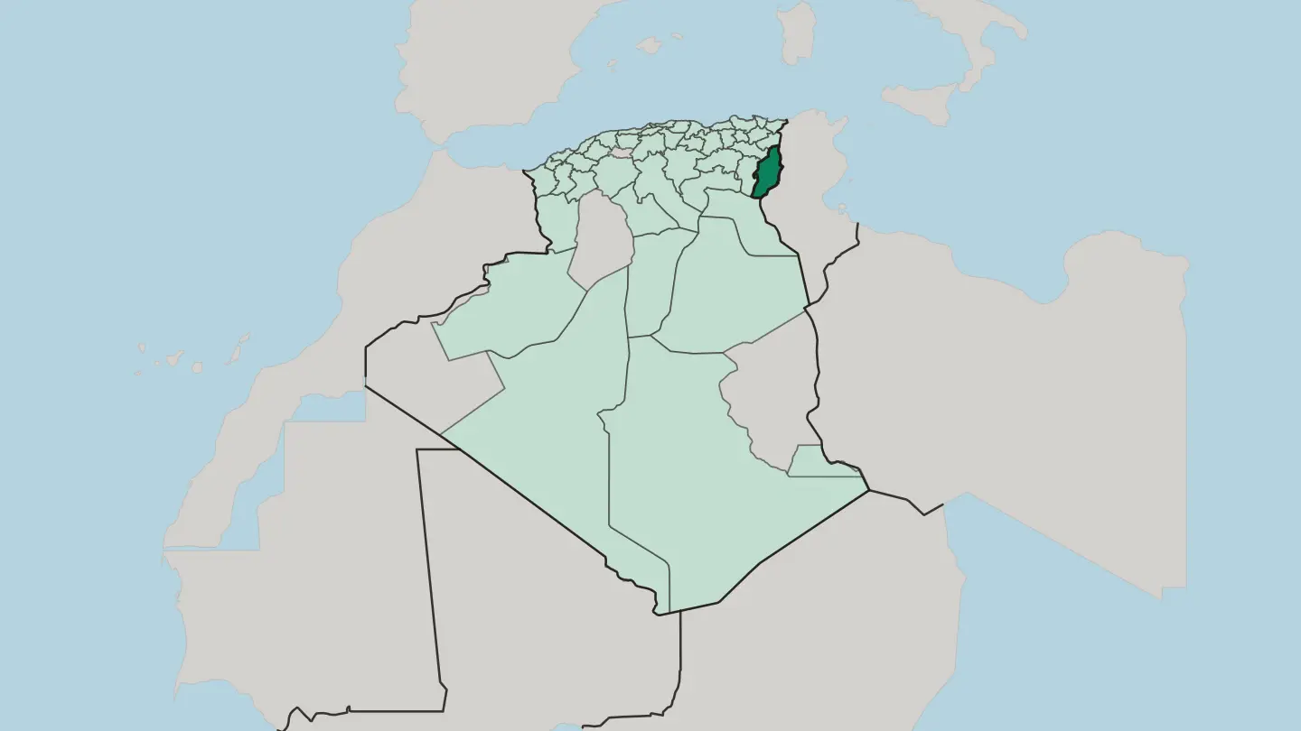 Map of Wilaya de Tébessa in Algeria