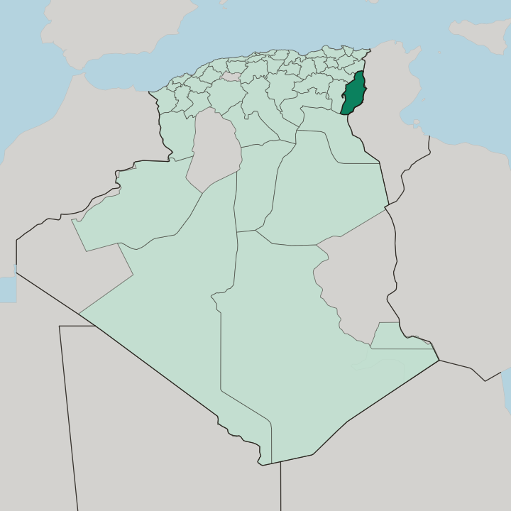 Map showing Wilaya de Tébessa — In Algeria
