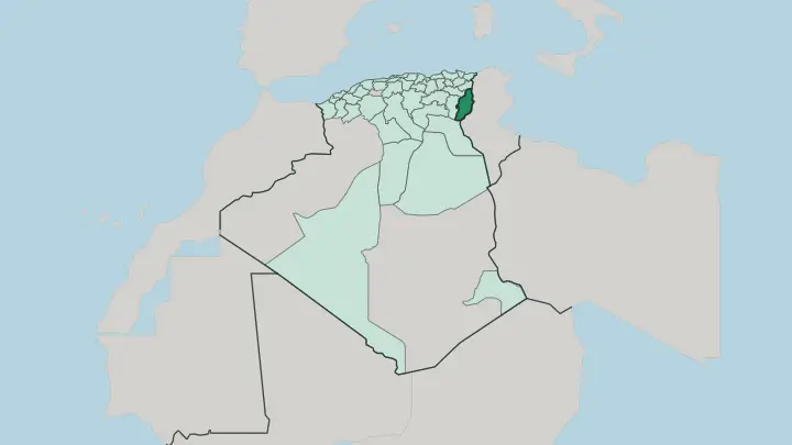 Map of Wilaya de Tébessa in Algeria