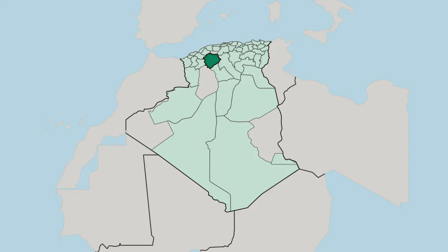 Map of Wilaya de tiaret kabas in Algeria