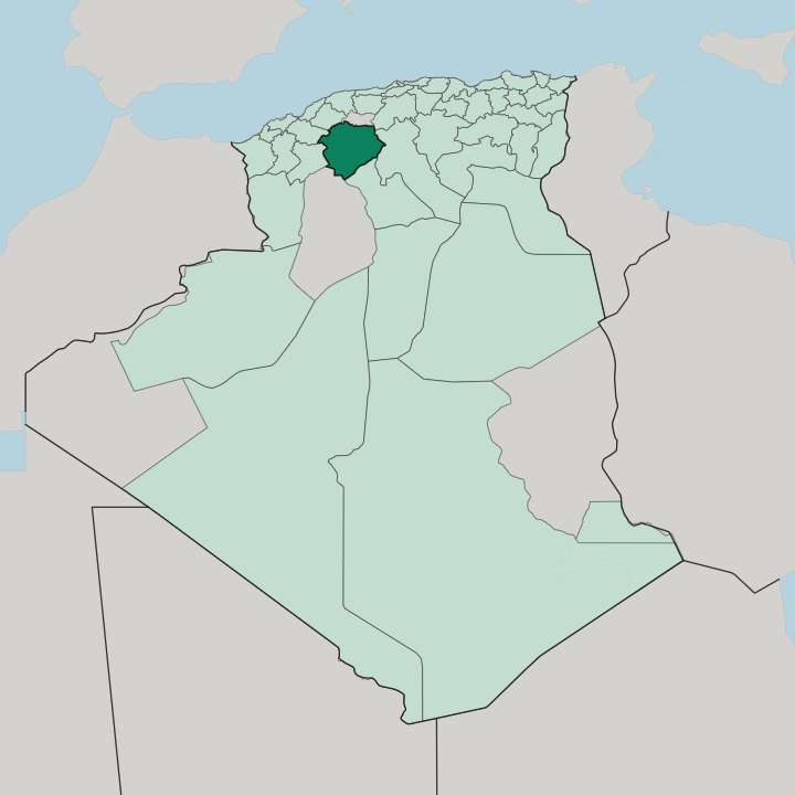 Map showing Wilaya de tiaret kabas — In Algeria