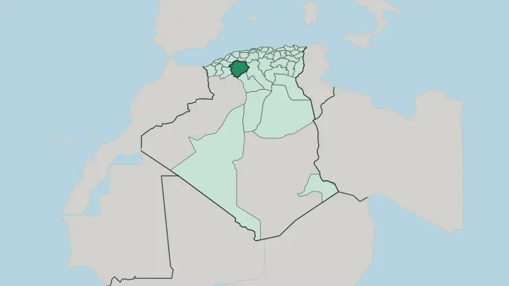 Map of Wilaya de tiaret kabas in Algeria