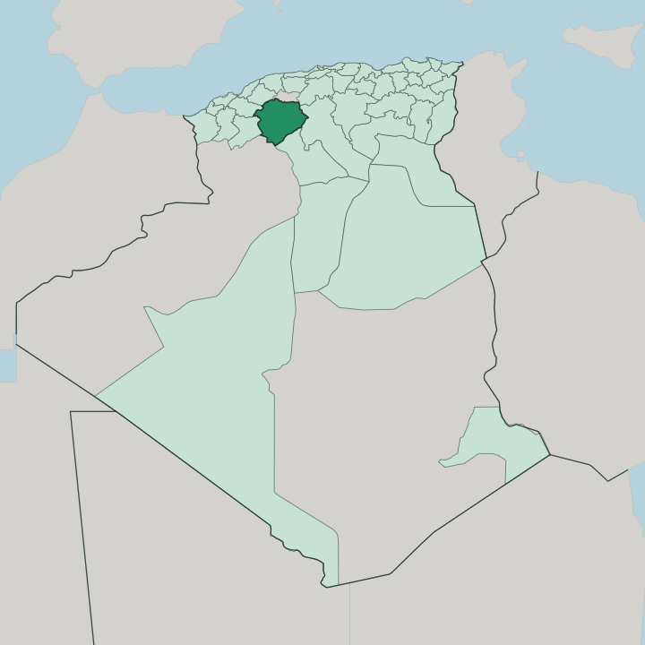 Map showing Wilaya de tiaret kabas — In Algeria