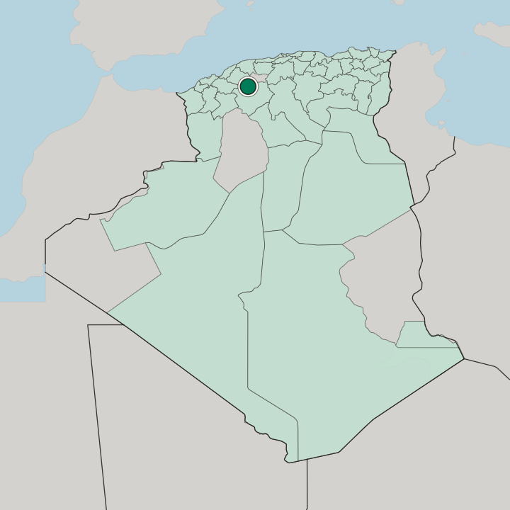Map showing Tiaret — In Algeria