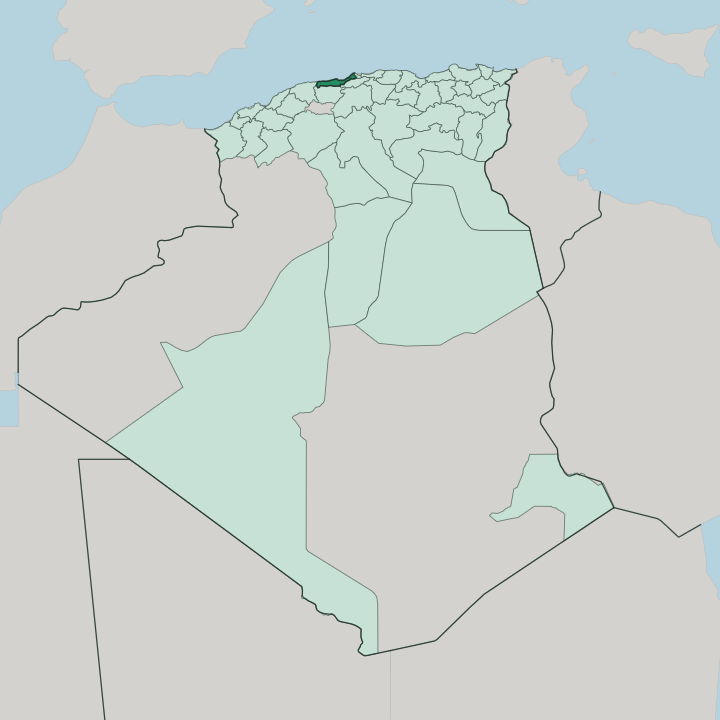 Map showing Wilaya de Tipaza — In Algeria