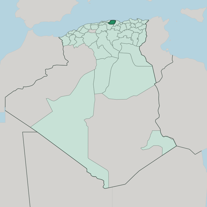 Map showing Wilaya de Tizi Ouzou — In Algeria