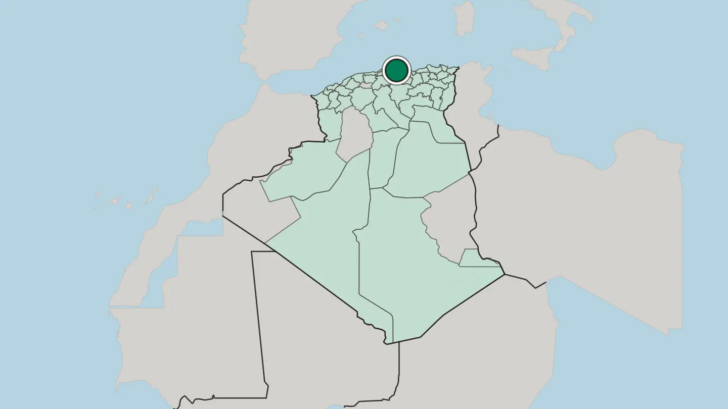 Map of Tizi Ouzou in Algeria