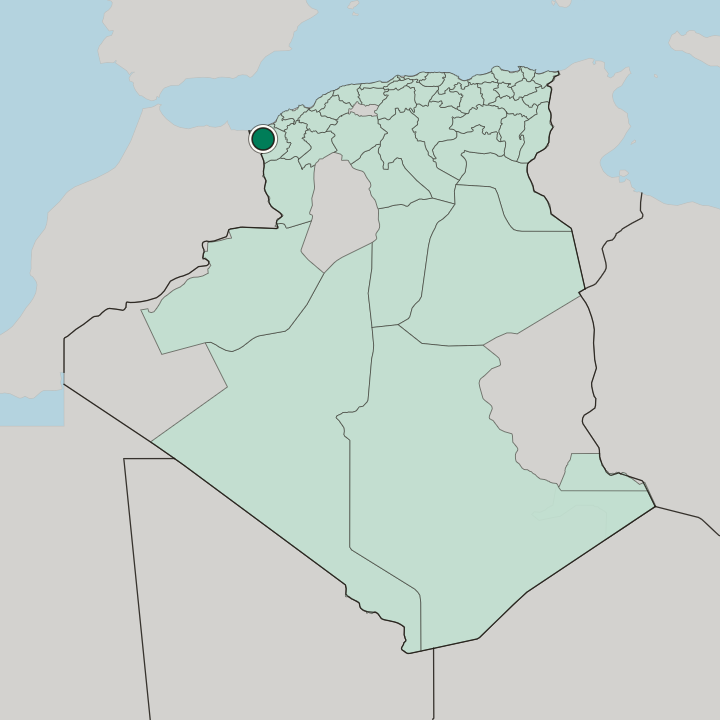 Map showing Maghnia — In Algeria
