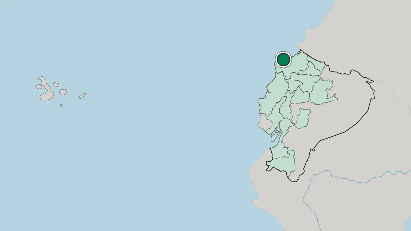 Map of Esmeraldas in Ecuador