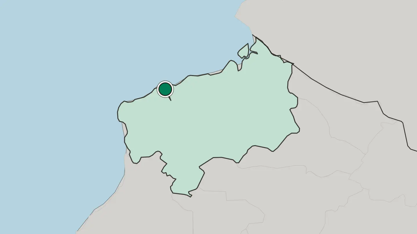 Map of Esmeraldas in Ecuador