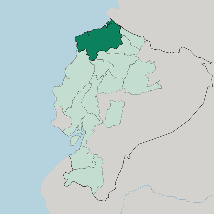 Map showing Provincia de Esmeraldas — In Ecuador