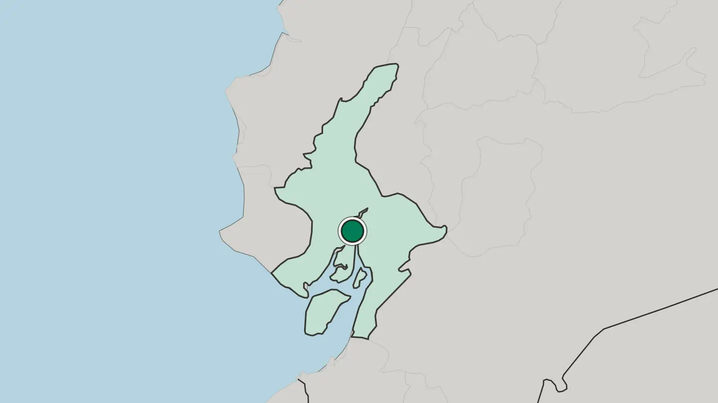 Map of Guayaquil in Ecuador