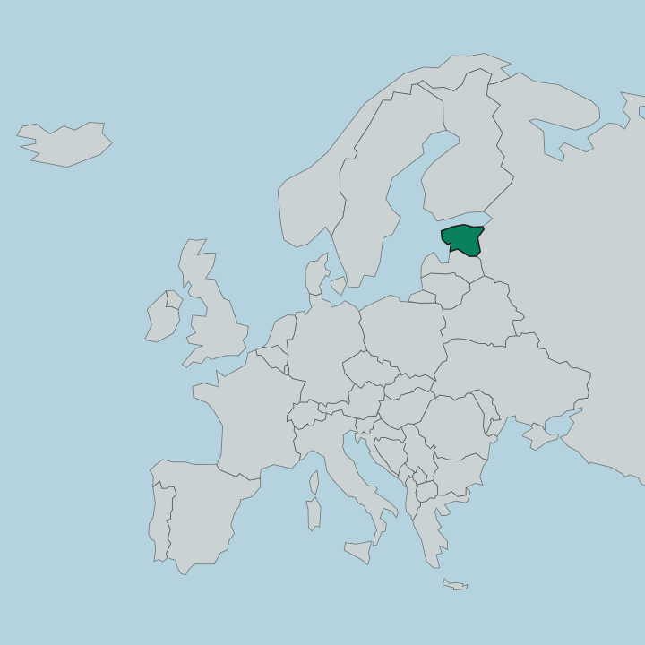 Map showing Estonia — In Europe